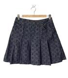 ルイヴィトン LOUIS VUITTON パンチングモノグラムスカート デニム プリーツ ギャザー 36 インディゴブルー ☆AA★