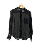 ブラックコムデギャルソン BLACK COMME des GARCONS シアーシャツ ドットカラー ブラウス 長袖 AD2010 M ブラック 1G-B016