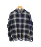 ワコマリア WACKO MARIA OMBRE CHECK OPEN COLLAR SHIRT オンブレチェックシャツ 長袖 S 青 グレー /KH