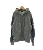 ディーゼル DIESEL デニム切替 スウェットジップアップパーカー L グレー 青 ブルー 長袖 ダメージ加工 /PP ■GY42