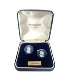 ウェッジウッド WEDGWOOD カメオ カフスボタン ブルー ホワイト ■GY99