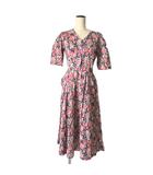 ローラアシュレイ LAURA ASHLEY レトロワンピース 花柄 半袖 ひざ丈 ピンク