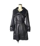 アルマーニエクスチェンジ A/X ARMANI EXCHANGE フェイクムートンコート ジャケット ジップアップ ミドル丈 XS ブラック ■GY99