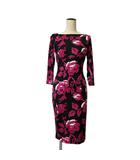ダイアンフォンファステンバーグ DIANE von FURSTENBERG シルクワンピース ひざ丈 総柄 長袖 4 ピンク ■GY99