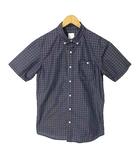 シャツ カジュアル ボタンダウン チェック 半袖 XL ネイビー