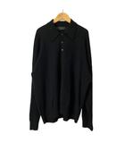 プラダ PRADA カシミヤ100% トライアングルロゴ ポロシャツ ニット セーター 長袖 50 ブラック UMB302 S221 1Z7D