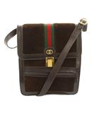 グッチ GUCCI パルファン PARFUMS オールドグッチ シェリーライン ショルダーバッグ GGロゴ スエード レザー 茶 ブラウン /YT ■OH