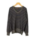 イヴサンローラン YVES SAINT LAURENT ヴィンテージ Vネックセーター ニット 総柄 M ブラウン ■GY06