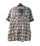 コールマン COLEMAN チェックシャツ 半袖 ビッグサイズ XXL グレー ■GY06