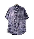 オールドネイビー OLD NAVY チェックシャツ 半袖 XXL ブルー ■GY06