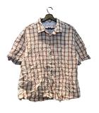 ジョセフオム JOSEPH HOMME チェックシャツ 半袖 リネン混 XXL ベージュ ■GY06