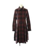 ヴィヴィアンウエストウッドレッドレーベル Vivienne Westwood RED LABEL チェックシャツワンピース ひざ丈 長袖 2 ブラウン ネイビー /DF ■OS