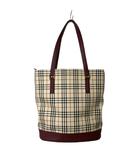 バーバリー BURBERRY ノバチェック トートバッグ ハンドバッグ レザー ベージュ レッド JAA