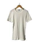 Tシャツ カットソー クルーネック リブ素材 半袖 ホワイト ■IB010