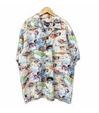 Pataloha パタロハ ヴィンテージ フライフィッシング柄シャツ 毛鉤柄 開襟シャツ L ブルー 52531