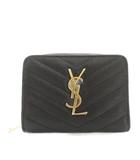 サンローラン パリ SAINT LAURENT PARIS マトラッセ コンパクトジップアラウンドウォレット 財布 二つ折り 小銭入れ レザー カサンドラ 黒 ブラック ゴールドカラー /YT28 ■OH