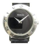 グッチ GUCCI 3000L 腕時計 ウォッチ クォーツ レザーベルト 黒文字盤 シルバー色 ■GY18 /MQ ■OH
