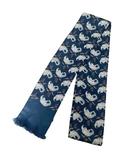 グッチ GUCCI 花柄 シルク ストール マフラー 総柄 フリンジ ネイビー
