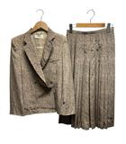 イタリヤ 伊太利屋 MODA GOJI 漢字 総柄 セットアップスーツ ジャケット プリーツスカート 9 Mサイズ相当 ベージュ