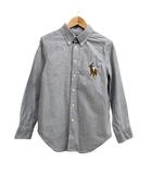 ボタンダウンシャツ 長袖 ロゴマーク刺繍 ジュニア ネイビー系 グレー系 サイズM