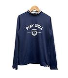 長袖ゴルフウェア モックネックシャツ プリント ネイビー ホワイト サイズM