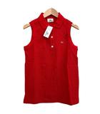 ラコステ LACOSTE タグ付き ノースリーブポロシャツ ロゴ刺繍 レッド サイズ38 S相当