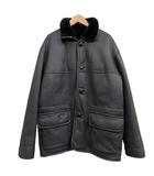  リアルレザージャケット ボアジャケット ロングコート 胡桃ボタン ムートン 防寒 ブラック