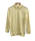 ザラ ZARA ポロ襟ニットシャツ 七分袖 メリノウール パステルイエロー サイズS