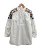 ブルックスブラザーズ BROOKS BROTHERS RED FLEECE 長袖スタンドカラーシャツ プルオーバー 花柄刺繍 ビーズ ホワイト サイズ2 S相当