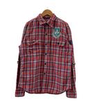 リーバイス Levi's シャツ 長袖 チェック柄 総柄 ワッペン レッド M