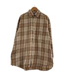 パパス Papas シャツ 長袖 チェック柄 総柄 ロゴ ベージュ M