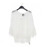 ロエベ LOEWE Paula's Ibiza Macrame Top マクラメレース コットンオーガンジー ブラウス チュニック シースルー 32 白 ホワイト