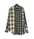 オールモストブラック ALMOSTBLACK 20SS パッチワークチェックシャツ 長袖 1 ブラック/ホワイト 黒 白 20SS-SH02H