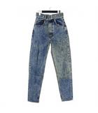 メゾンマルジェラ Maison Margiela 21SS ベルテッド サイドカット デニムパンツ ブリーチ加工 36 ブルー S29LA0076 S30617