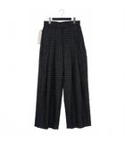 シンヤコズカ SHINYA KOZUKA 25AW Dear BAGGY ワイドバギー スラックス パンツ ウインドウペン S ブラック 黒 2502SK58
