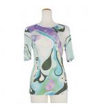 エミリオプッチ EMILIO PUCCI バックジップ 総柄Tシャツ カットソー 半袖 36 マルチカラー 11RM03
