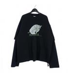 オーエーエムシー OAMC リーフプリント オーバーサイズ レイヤード Tシャツ カットソー 長袖 L 黒 PCM1OT05QJE003099