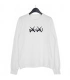 サカイ sacai × カウズ kaws レイヤード カットソー プリント Tシャツ 長袖 0 白 ホワイト 21-0287S