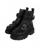 プランシー PLAN C CALF COMBAT BOOTIE ベルテッド ショート ブーツ 36 黒 ブラック PC39002A