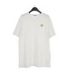 プレイコムデギャルソン PLAY COMME des GARCONS ハートワッペン Tシャツ カットソー XL 白 金 ホワイト ゴールド