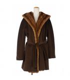 マックスマーラ MAX MARA ファー付き ガウンコート カシミヤ混 フード サイズ40(IT) 茶 ブラウン