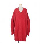 エムエムシックス メゾンマルジェラ MM6 Maison Margiela ステッチ ウール モヘヤ ニットワンピース セーター S 赤 レッド S32CT0913