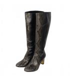 サルヴァトーレフェラガモ Salvatore Ferragamo パイソン ロングブーツ 7cmヒール サイズ8 チャコール