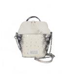 メゾンマルジェラ Maison Margiela 5AC バケットバッグ クロコ型押し レザー シルバーペイント ホワイト 白 S61WG0035