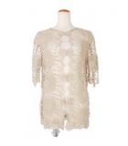 マウリッツィオペコラーロ MAURIZIO PECORARO ニット 総レース シースルー トップス 42 半袖 ベージュ