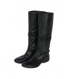 トランク TRUNK ヒロココシノ ロングブーツ クロコ ベルト サイドジップ 37 黒 ブラック