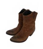 ボエモス BOEMOS オイルドレザー ショート ウエスタンブーツ 37 茶 ブラウン