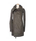 リックオウエンス Rick Owens 13FW PLINTH LONG BIKER ハイネック ロング ライダース レザーコート バイカージャケット IT42 ダークダスト グレー RP13F9005LT