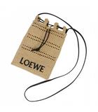 ロエベ LOEWE ドローストリング ポケット ショルダーバッグ ラフィア アナグラム クロスボディ ベージュ 262507