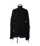 バレンシアガ BALENCIAGA 21AW デストロイ タートルネックニット ダメージ加工 長袖 Sサイズ ブラック 黒 662720
